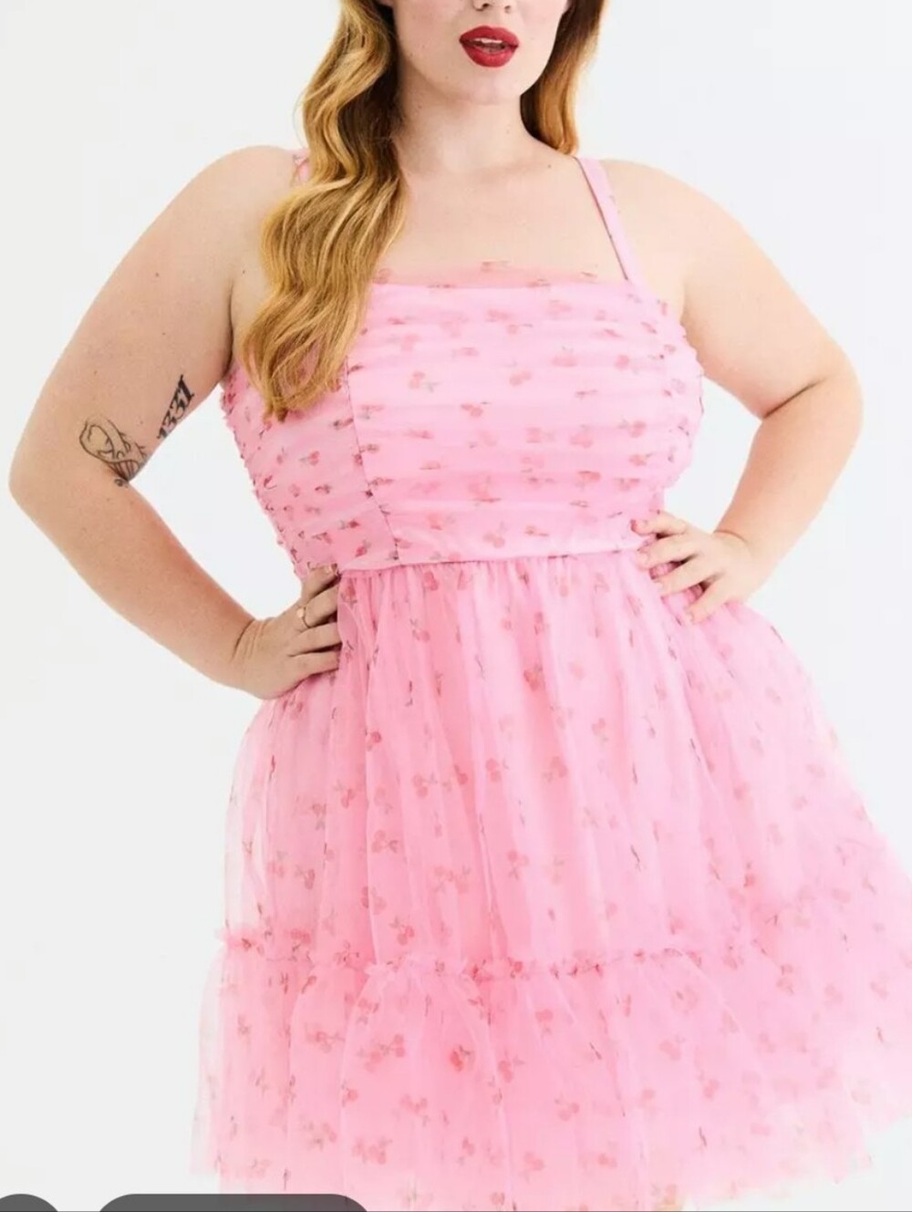 torrid Pink Ruched Tulle Mini Dress